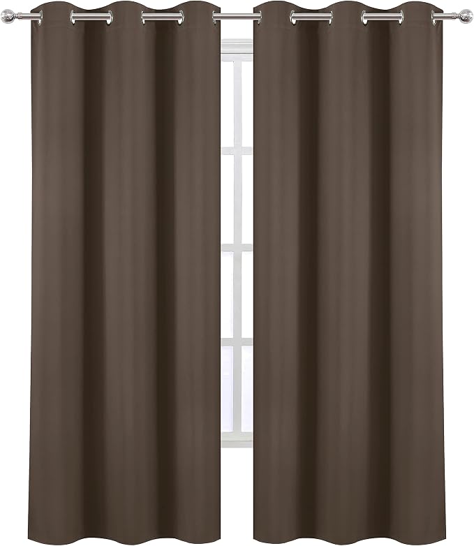Chocolate Brown Thermal Blackout Curtains/38 x 84 Inch/Set of 2 Panels Room Darkening Curtains for Bedroom