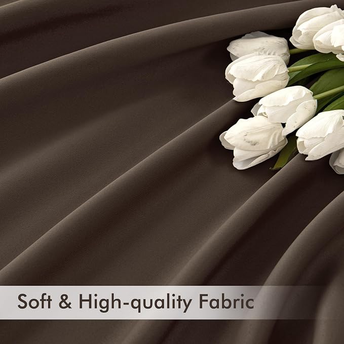 MIULEE Chocolate Brown Back Tab Blackout Curtains 52"x102" Long 2 Panel Set | Rod Pocket Pinch Pleated, Thermal Insulated, Bedroom Living Room Darkening Drapes, Light Blocking Floor to Ceiling Curtains