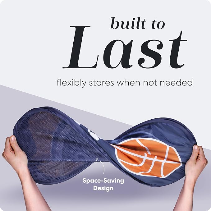 Handy Laundry Collapsible Mesh Pop Up Laundry Hamper with Side Pocket – Breathable, Space-Saving, Foldable Clothes Basket for Laundry, Storage, Travel, Dorm, Sports, 24 Inch