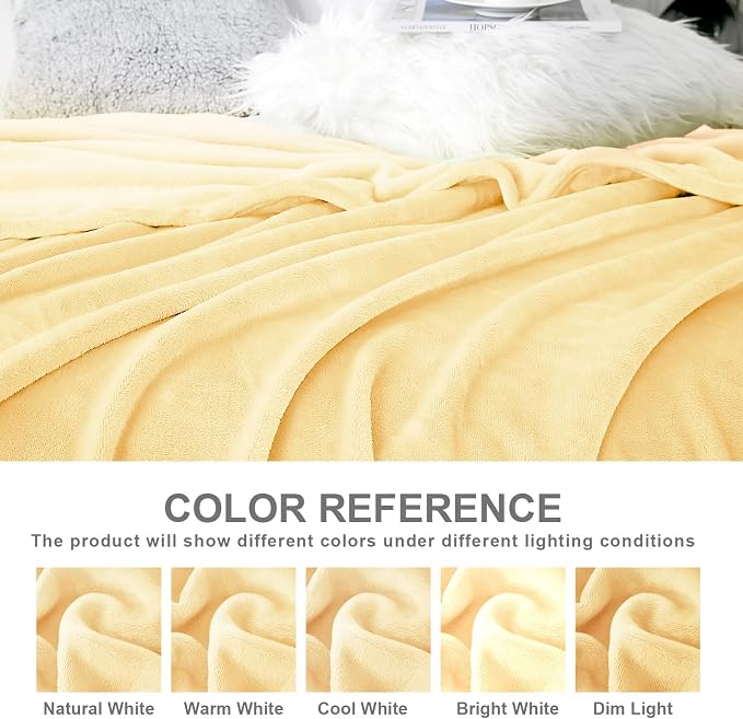 Hansleep King Bright Yellow Fleece Blanket, Soft Flannel Bed Blanket | Fuzzy Cozy Blanket 90x108 Inches, Multi-use for Bed, Sofa, Couch, Travel, Camping, All Season Warm Lightweight Cover