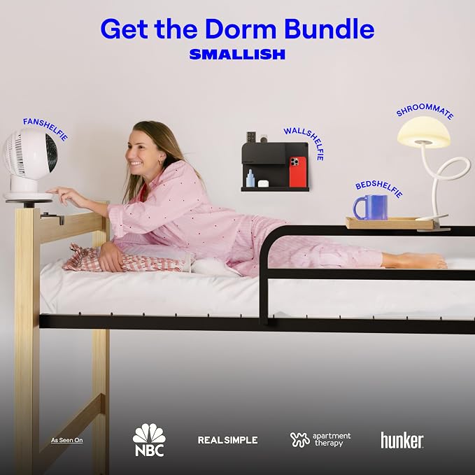 Smallish Shroommate Clip On Light for Dorm Room - 2.0 (White) | Bed Headboard Lamp, Bedside Table Lamp Dorm, College Dorm Room Essentials, Night Light Kids Nursery, MultiColor LEDs