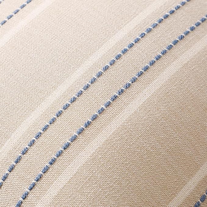 Hckot Stripe Throw Pillow Covers 12x24 Lumbar Dusty Blue Pillow Covers | Farmhouse Decorative Pillows Textured Cushion Covers for Sofa Couch Bed Living Room Decor