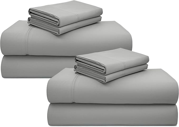 California Design Den 2 Pack 600 Thread Count Full Bed Sheets Sets | 100% Cotton Sateen Backed by Good Housekeeping Seal, Soft & Smooth, 16" Deep Pocket, All-Around Elastic - Light Grey