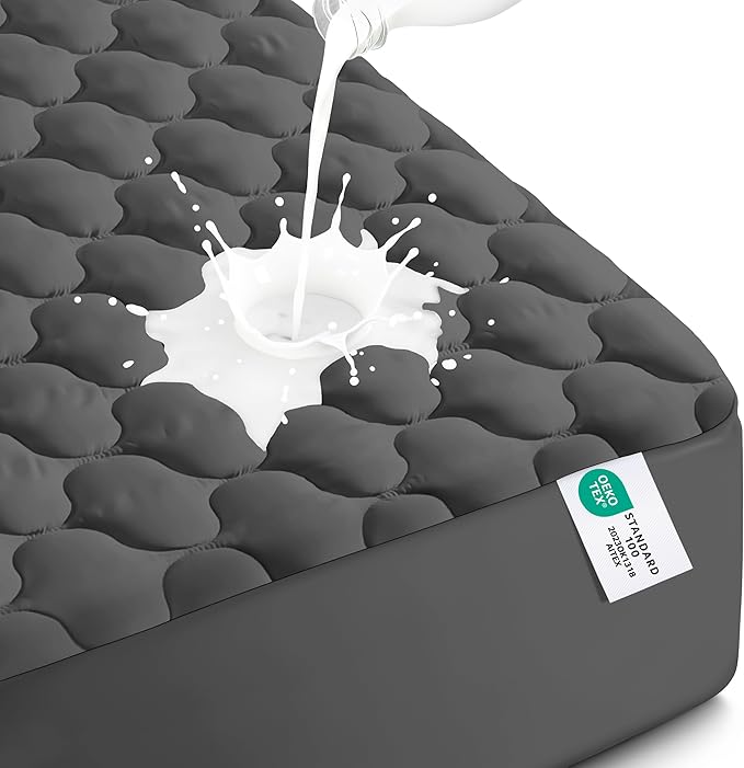 Utopia Bedding Waterproof Mattress Protector, King Mattress Pad, Quilted Fitted Cover Stretches up to 16 Inches Deep (Grey) | Deep Pockets fits upto 16" Deep, 100% Waterproof Mattress Cover Soft Breathable & Noiseless Mattress Topper by Utopia Bedding