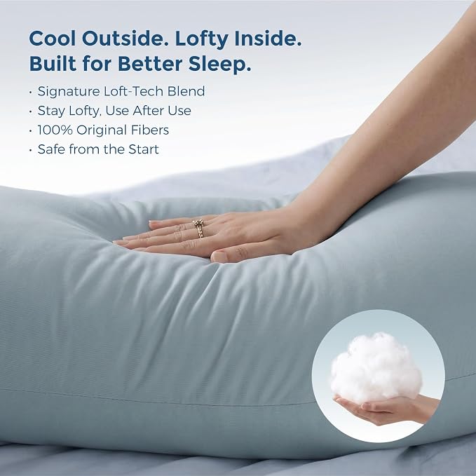 Momcozy J Shaped Pregnancy Pillow, Maternity Body Pillow for Side Sleepers | Cooling Body Pillow with Removable Cover for Head Neck Belly Support, Side Sleeper, Must-haves for Pregnant Women Blue