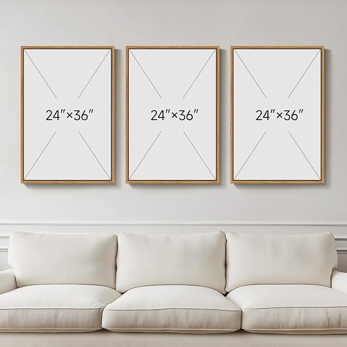 Framed Orange Abstract Mountain Wall Art for Living Room, 3 Piece, 24x36 In | Large, Landscape, Sunset scenic, Terracotta, Modern, Hallway, Home office, Dining room, Bedroom wall decor, Canvas artwork