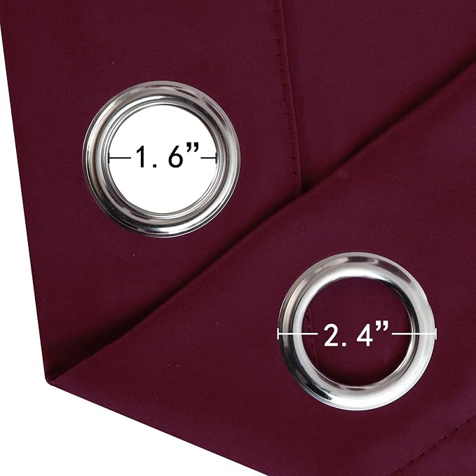 Burgundy Red Blackout Curtains 34 x 54 Inch Length/Set of 2 Curtain Panels/Thermal Insulated Room Darkening Blackout Curtains for Bedroom
