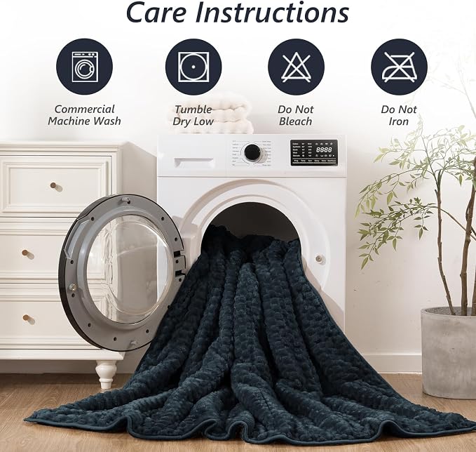 Mr. Sandman Weighted Blankets for Adults, Queen Size 60 x 80 Inches, 20lbs | Machine Washable; Soft Warm Sherpa Fleece; Jacquard Flannel with Glass Beads; Heavy Throw for Sleep and Calm; Midnight Blue
