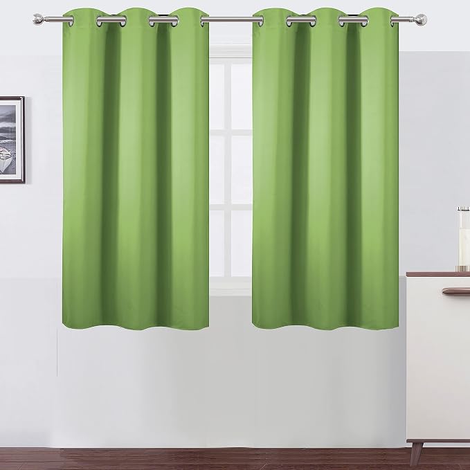 Light Green Blackout Curtains 38 x 54 Inch Length/Set of 2 Curtain Panels/Thermal Insulated Room Darkening Blackout Curtains for Bedroom