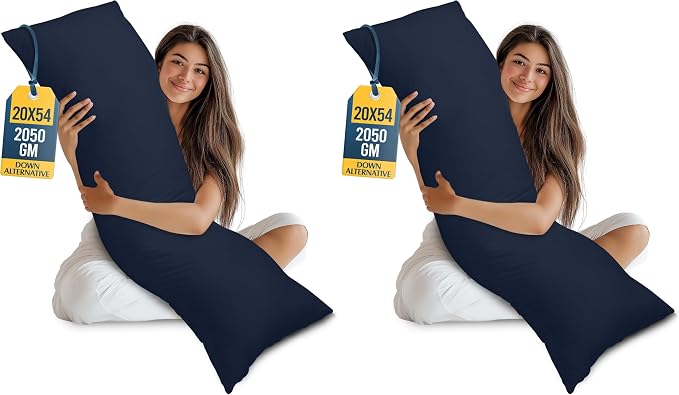Utopia Bedding Full Body Pillow for Adults (Navy, 20 x 54 Inch), Long Pillow Insert for Sleeping, Ideal for Side Sleepers (Pack of 2)
