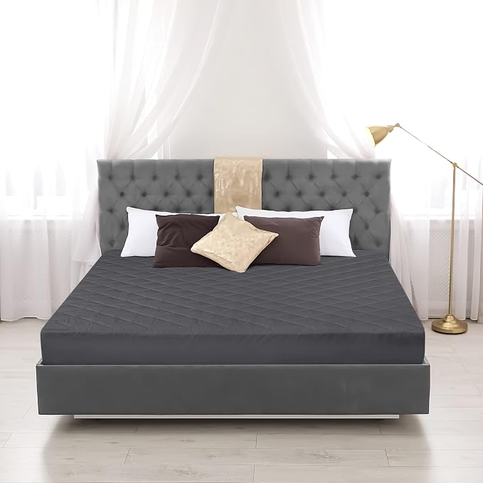 Quilted Fitted Mattress Pad, Queen Mattress Protector Topper with Deep Pocket Stretches up to 16 Inches, Machine Washable Mattress Cover by Utopia Bedding (Grey) | Soft Breathable Fitted Mattress Cover, Noiseless, Deep Pockets & Machine Washable for Ho...