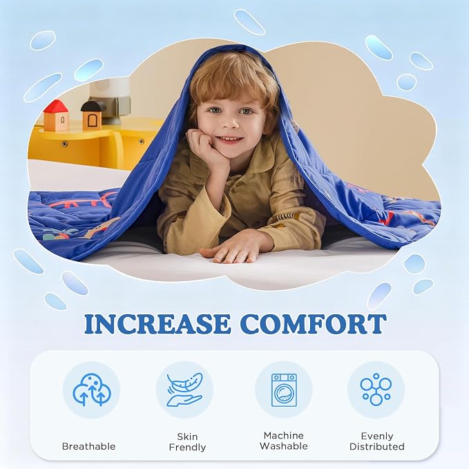 Weighted Blanket - 3 lbs Dinosaur Blue Heavy Blanket - Small Size Breathable Lap Blanket(36 * 48 inches, 3 lbs)