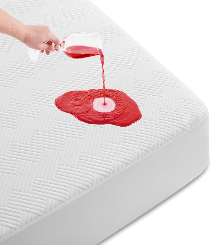Cozymaker King Size 100% Waterproof Mattress Protector, White | Fitted 8"-21" Deep Pocket, 3D Air Viscose from Bamboo Fabric, Soft Breathable Cooling Mattress Pad Cover Noiseless Washable