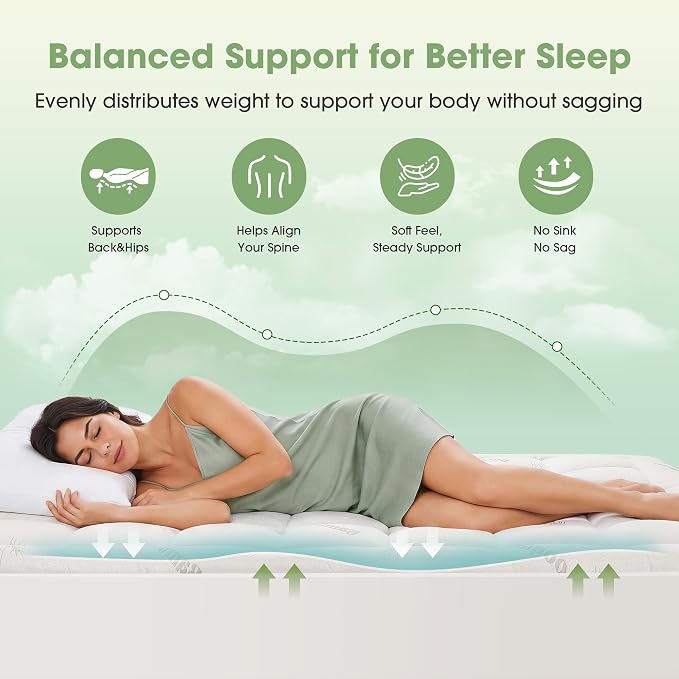 Mattress Pad California King Size, Cooling Pillow Top Mattress Topper, Ultra Soft Viscose Made from Bamboo, Breathable for Hot Sleepers, Deep Pocket 8"-20", White