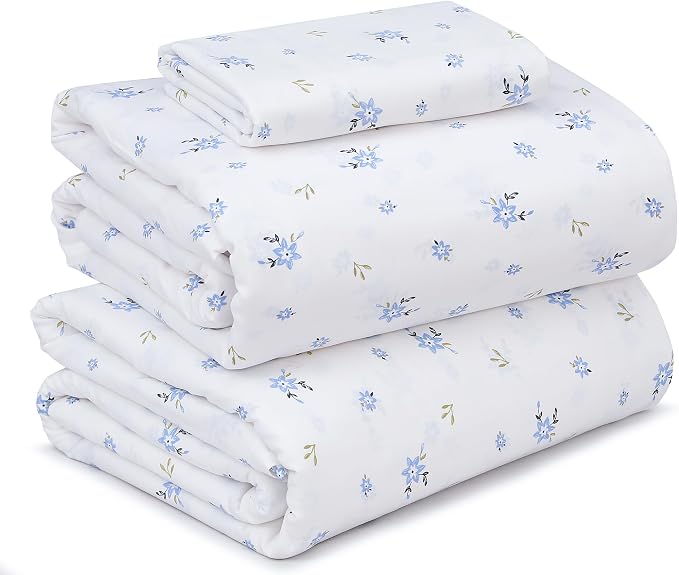 RUVANTI 100% Cotton Percale Sheets Twin XL, Phulkari | Crisp Cooling, Deep Pocket 16", Soft Breathable & Durable, Hotel-Style, 3 Piece Set