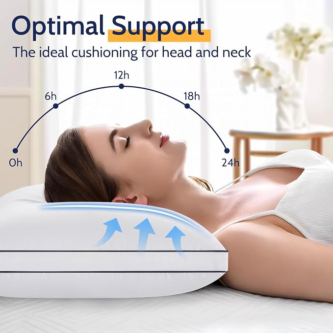 ROUMEA King Size Pillows Set of 2, Gusseted Bed Pillows for Sleeping | Luxury Hotel Quality, Supportive King Pillows with Soft Down Alternative for Back Stomach Side Sleepers,Machine Washable