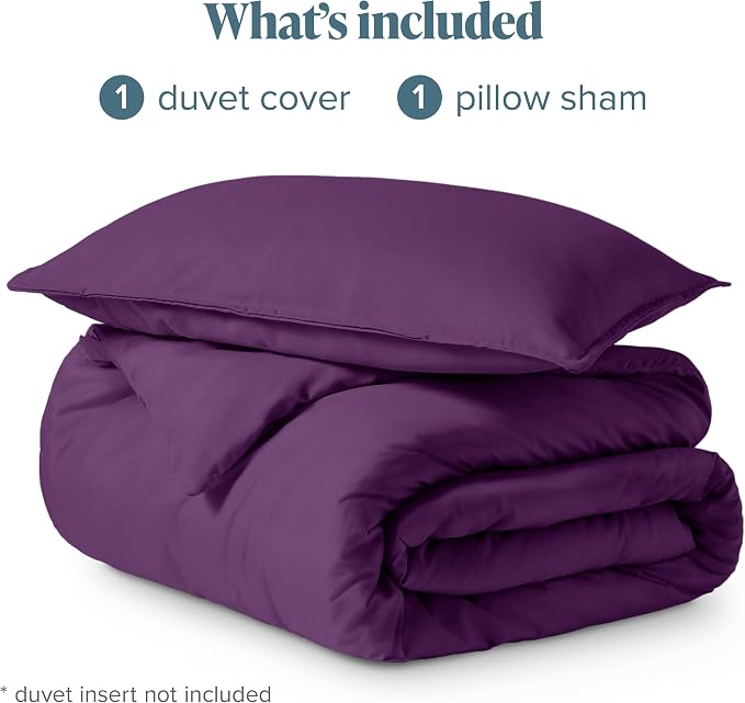 Bare Home Duvet Cover Set 1800 Ultra-Soft (Twin/Twin XL, Plum) | Lightweight, Cooling, Breathable, Premium 1800 Ultra-Soft, All-Season