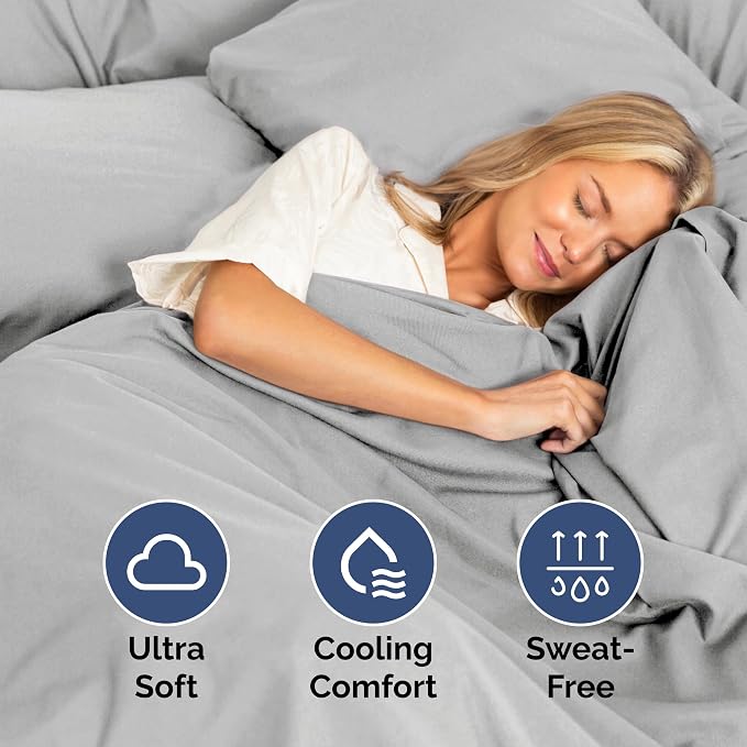 Twin Size 3 Piece Sheet Set - Ultra Soft & Cooling Bed Sheets - Soft Grey | Fits 8 Inch to 16 inch Mattress, Wrinkle Free & Fade Resistant with Deep Pockets, Breathable, Comfy Hotel Luxury Bedding