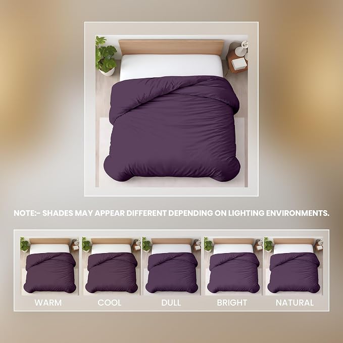 1 Pc 120"x120" Duvet Cover Super King Plus/Super Oversize King Size 100% Egyptian Cotton - 600 TC Comforter Cover, Zipper Closure & Corner Ties - Fits Only Extra Large Inserts - Plum
