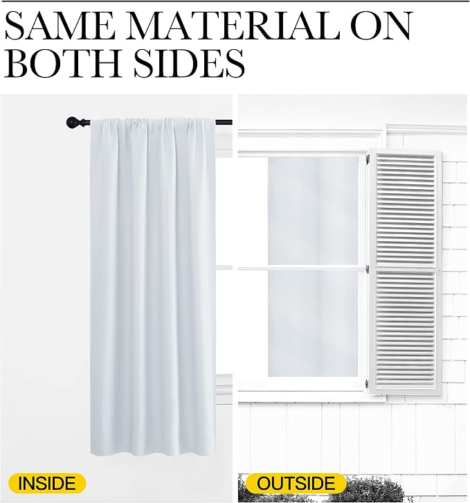 NICETOWN Greyish White Window Curtain Panels - Thermal Insulated Rod Pocket Room Darkening Curtain Sets for Bedroom (Platinum - Greyish White, 2 Panels, 42 in x 36 in (W x L)) | Thermal Insulated Rod Pocket Room Darkening Curtain Sets for Kitchen Livin...
