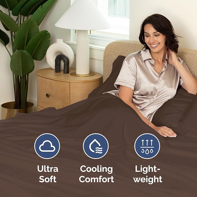 Twin XL Flat Sheet - College Dorm Room - Top Flat Sheet Only - Brown | College Dorm Room Essentials, Ultra-Soft, Breathable & Cooling, Fade & Wrinkle Free, Easy-Care, Stain & Shrink Resistant