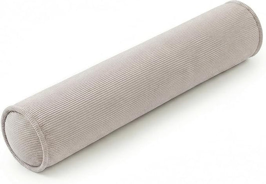 Long Pillow for Bed – Corduroy Round Bolster Pillow for Adults, Decorative Body Pillow for Sleeping or Sofa Support,39 x 7.87 Inches,Beige Gray