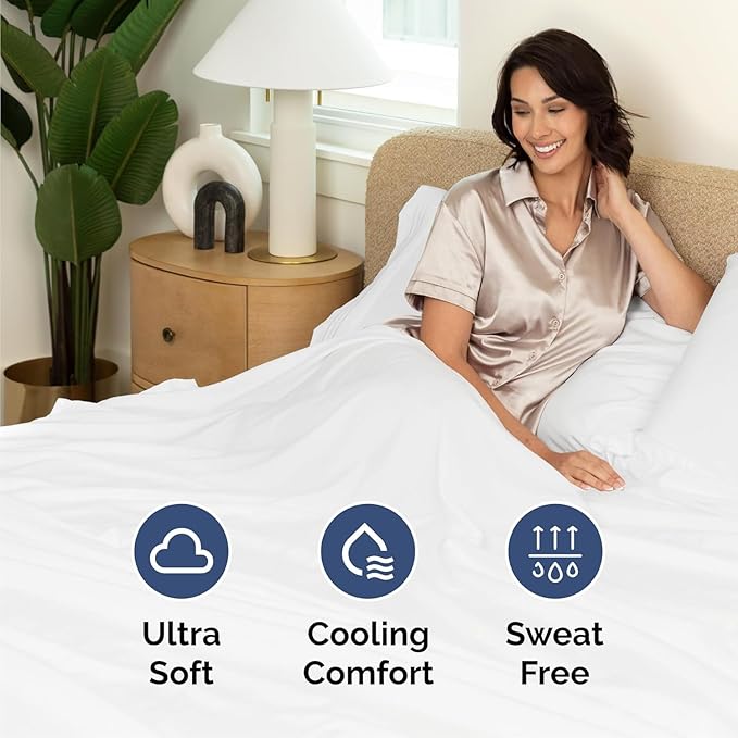 Queen Size 4 Piece Sheet Set - Comfy Breathable & Cooling Sheets - White | Hotel Luxury Bed Sheets for Women & Men, Deep Pockets, Easy-Fit, Extra Soft and Wrinkle Free Sheets, Oeko-Tex Bed Sheet Set