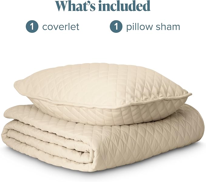Bare Home Coverlet Set - Twin/Twin Extra Long - Lightweight Bed Decor - Comforter Alternative - All-Season Quilted Bedspread (Twin/Twin XL, Sand)