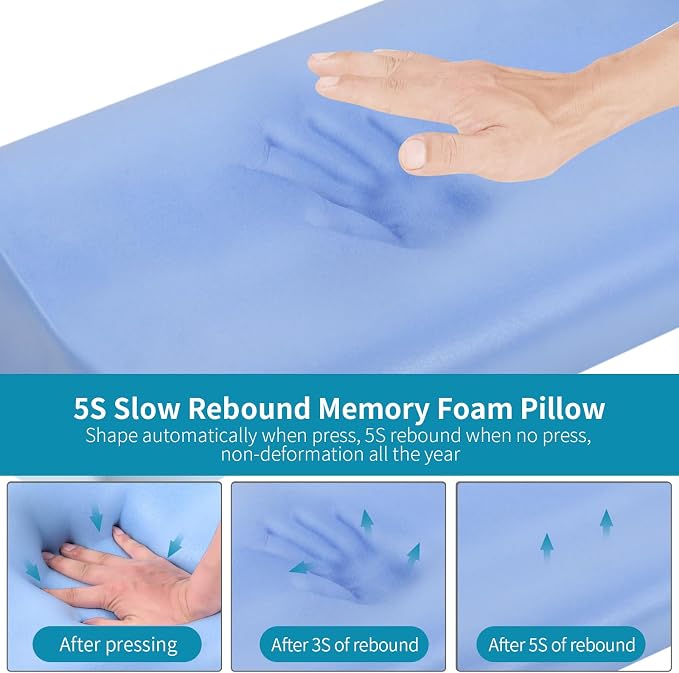 Neck Pillow Memory Foam for Pain Relief Bed Pillow for Sleeping, Ergonomic Orthopedic Cervical for Neck and Shoulder Pain, Side Back Stomach Sleeper(White&Grey)