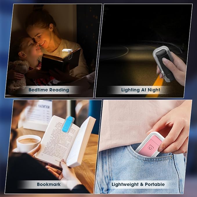 VZZNN 24 Pack Reading Light,Rechargeable Book Light for Reading in Bed,Clip-On Book Lights with 3 Color Temperature,Bulk Gifts for Book Lovers Kids Adults（White）