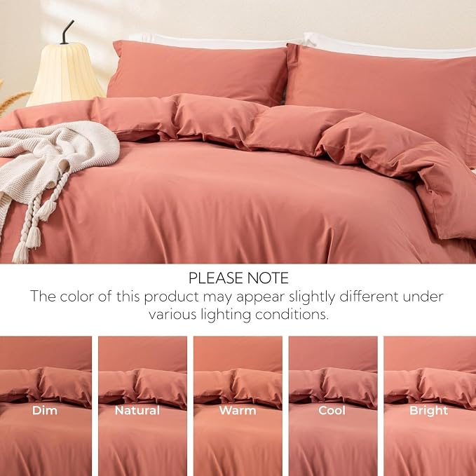 OAITE Duvet Cover Set 100% Washed Cotton Solid 3pcs | Soft,Durable,Long-staple Cotton,Hidden Zipper with 8 Interior Corner Ties,2 Pillowcases,68"X90"