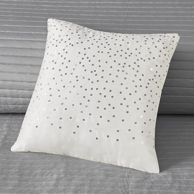 Madison Park Lustrous Jacquard Lightweight Navy Queen Quilt Set, 6pc | All Season Bedding Set, Glitter Accent Coverlet Set, Machine Washable, Cozy, Breathable, Soft, Modern, Casual