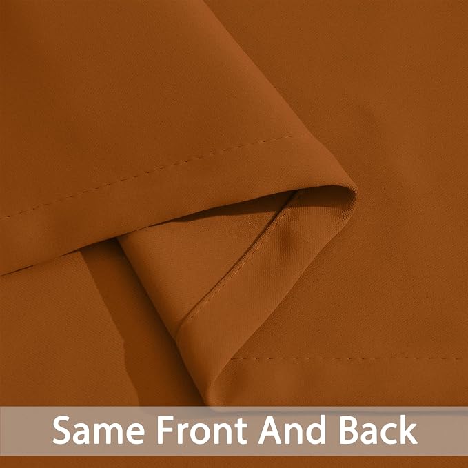Yakamok Room Darkening Curtains 52x63 inch Length Burnt Orange-Living Room | 2 panels,grommet blackout window treatment,thermal insulated,light blocking drapes,privacy protection,bedroom dining room