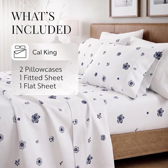 Linen Market 4 Piece California King Bedding Sheet Set (Navy Blue) - Sleep Better Than Ever with These Ultra-Soft Cooling Bed Sheets for Your California King Size Bed - Deep Pocket Fits 16" Mattress