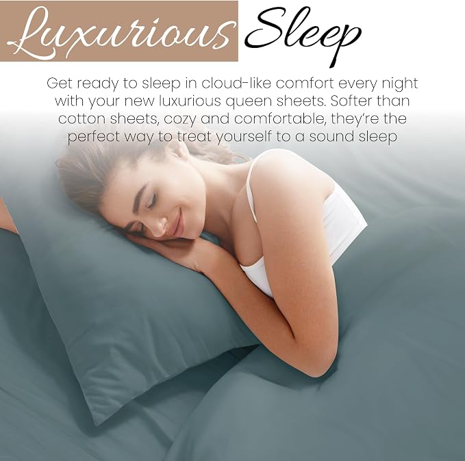 Linen Market Bed Sheets for Full Size Bed (Ocean) - Sleep Better Than Ever with These Soft and Cooling Full Sheets - Deep Pocket Fits 16" Thick Beds - 4 Piece Full Sheet Set