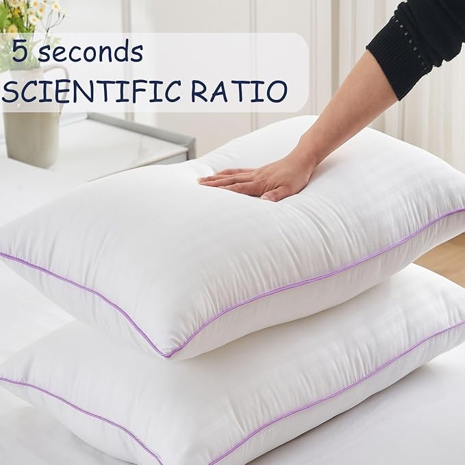 VAINOC Pillows Standard Size Set of 2,Breathable Hotel Collection Bed Pillows for Sleeping Medium Soft Down Alternative Microfiber Filled,17 x 26 Inches