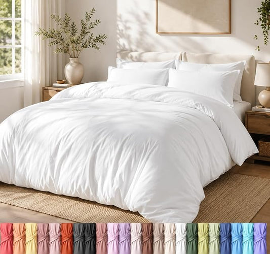 Utopia Bedding Duvet Cover Set with Pillowcases - 3 Pieces Bedding Duvet Cover with Zipper Closure - 1 Duvet Cover with 2 Pillowcases - Soft Brushed Microfiber (Full, White)