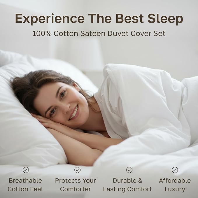 California Design Den Luxury Duvet Cover Set King, Pinstripe Print | Soft 400 Thread Count 100% Cotton Sateen Backed by GH Seal, Duvet Cover & Pillow Sham 3 Pc Set, Button Closure & Corner Ties