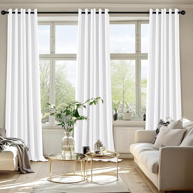 MIULEE Blackout Curtains for Bedroom 2 Panels 40 x 90 Inch Long Pure White | Thermal Insulated, Living Room Darkening Grommet Drapes, Noise Reducing, Light Blocking Window Treatments