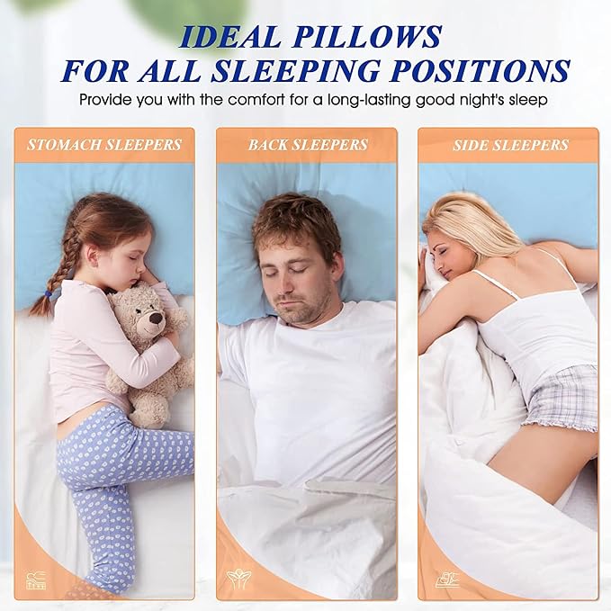 MZOIMZO Bed Pillows for Sleeping- Soft Density, Queen Size Set of 2, Cooling Hotel Quality with Premium Soft Down Alternative Fill for Back, Stomach or Side Sleepers, 45×70CM, Blue