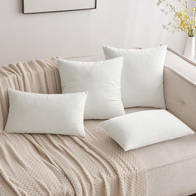 MIULEE 12x20 Inch Lumbar Velvet Throw Pillow Covers Pure White | Pack of 2 Soft Solid Decorative Pillow Covers, Modern Luxury Home Decor, for Chair Couch Sofa Bedroom Livingroom
