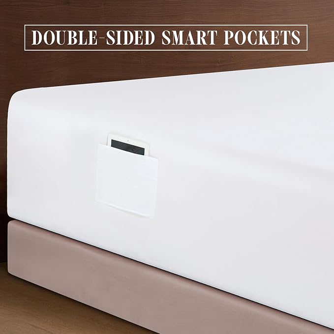 Elegant Comfort Luxurious 1500 Premium Hotel Quality Microfiber 4-Piece Sheet Set, 18-24 Inches Deep - Extra Deep Pocket Sheets - Ultra Soft 4PC Deep Pocket Sheets, Full, White