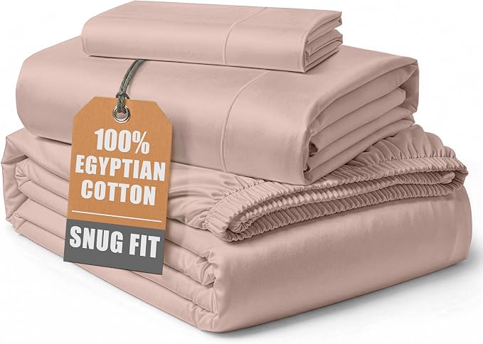 LANE LINEN Twin XL Sheets Deep Pockets Egyptian Cotton Sateen - Sepia Rose | Pink Twin XL Sheets - 3-Piece Set, Ideal For Dorms And Adjustable Beds, For A Luxurious Night's Sleep, Luxe Sheen