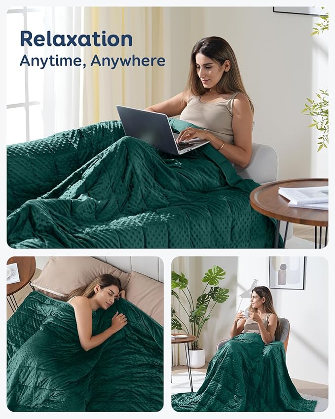 12lbs Weighted Blanket for Adults, 48"x72" Twin Size Heavy Blankets | Soft Raised Minky Dot Texture, Reversible Cooling & Cozy for All Seasons, 7-Layer Design for Even Weight, Machine Washable