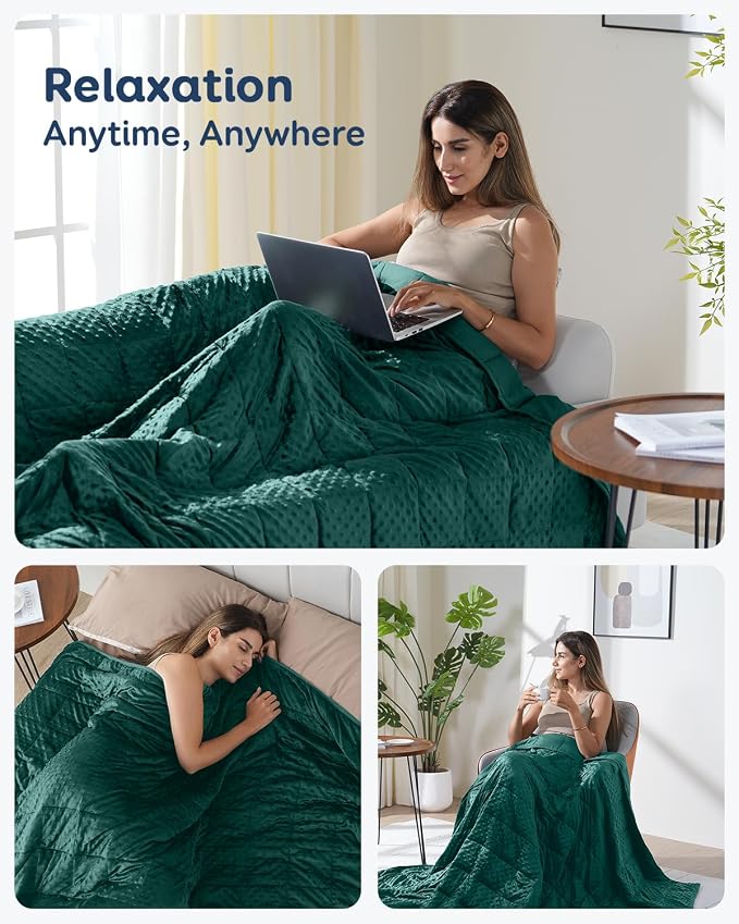 25lbs Weighted Blanket for Adults, 80"x87" King Size Heavy Blankets | Soft Raised Minky Dot Texture, Reversible Cooling & Cozy for All Seasons, 7-Layer Design for Even Weight, Machine Washable