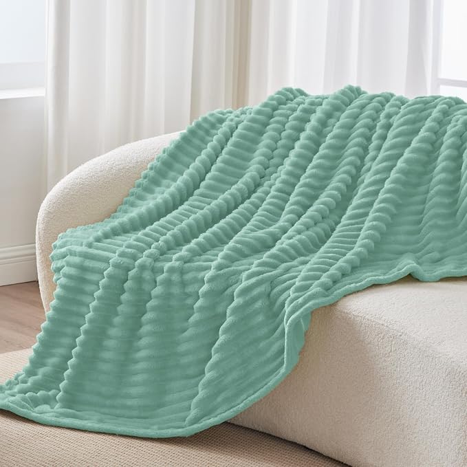 BEDELITE Ribbed Fleece Throw Blanket for Couch, Seafoam, 50"x60" | Ultra-Soft Plush Fleece, Cozy, Warm Yet Lightweight, Ribbed Texture, Home Decor, Machine Washable, Giftable, All-Season Use
