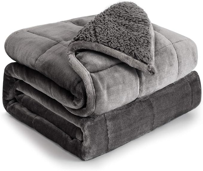 Cottonblue Weighted Blanket 15 lbs Queen Size for Adults 60x80 inches Soft | Cozy Flannel Weighted Throw Blankets for Calming Sleeping Relaxing, Warm Fuzzy Bed Sofa Heavy Blanket Machine Washable,Grey