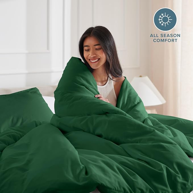 Bare Home Duvet Cover Set 1800 Ultra-Soft (Twin/Twin XL, Forest Green) | Lightweight, Cooling, Breathable, Premium 1800 Ultra-Soft, All-Season