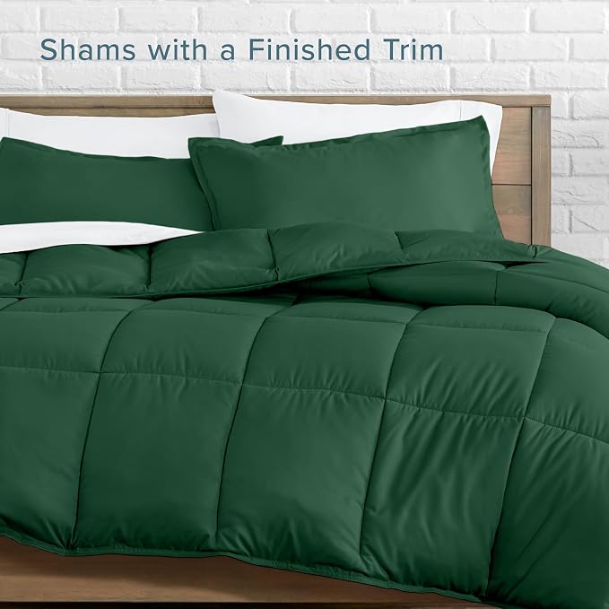 Bare Home Comforter Set - 1800 Ultra Soft (Oversized King, Forest Green) | All-Season, Breathable, Hypoallergenic, Premium 1800, Warm, Cozy