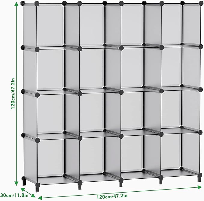 HOMIDEC Closet Organizers and Storage, 16 Cube Storage Organizer | Portable Closet Organizer Cubes Shelves for Clothes, Bedroom, Wardrobe, Kids Room, Bathroom, Grey